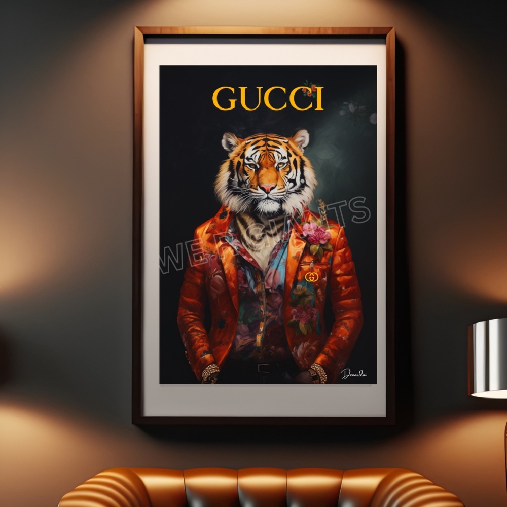 GUCCI ART GUCCI TIGER PRINT 11X14  BY DENARDAI-GREAT GIF FOR GUCCI FANS
